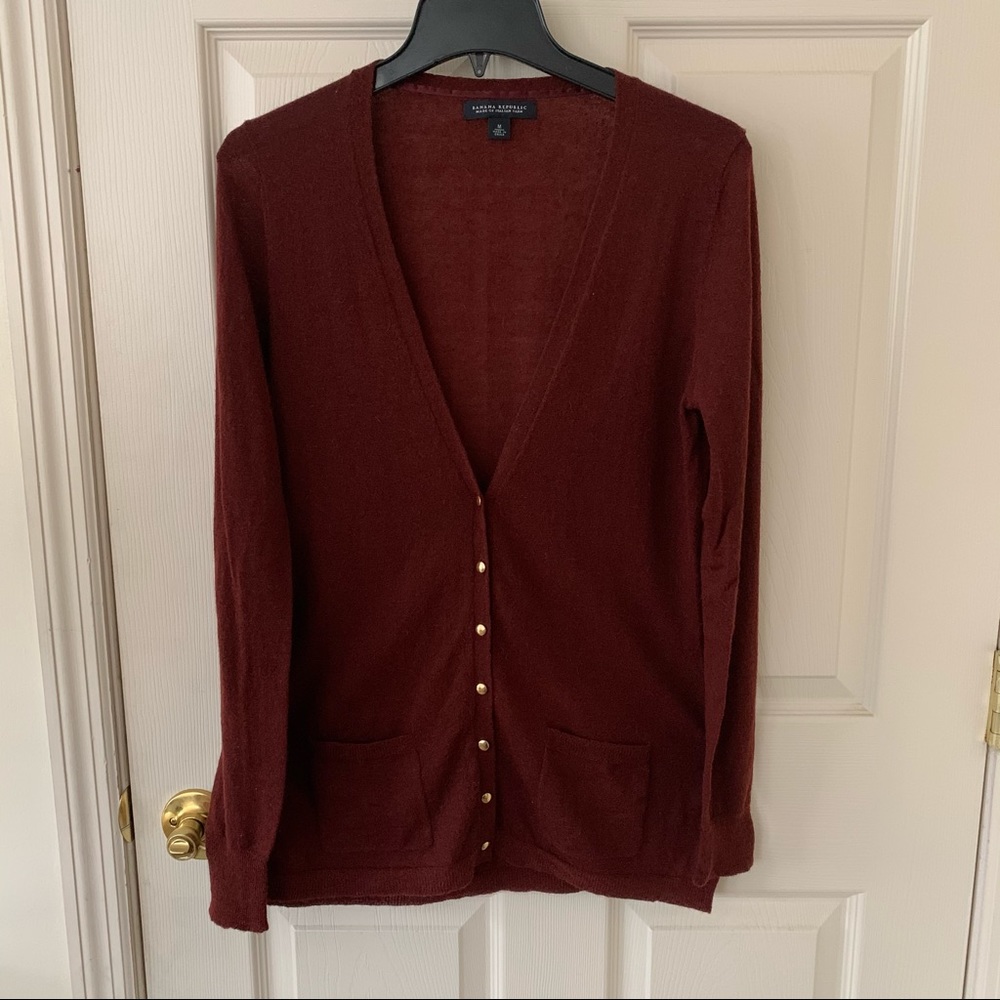 Banana Republic Maroon Wool Cardigan
